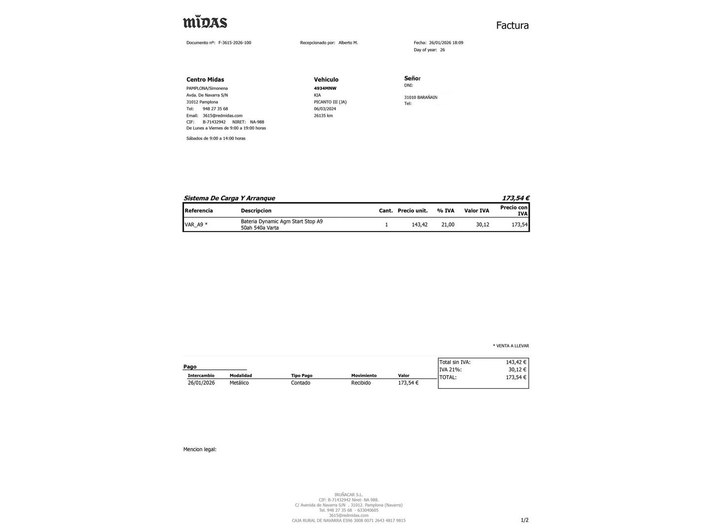 Foto del mantenimiento del KIA Picanto Kia Picanto 1.0 DPi Concept (67 CV)
