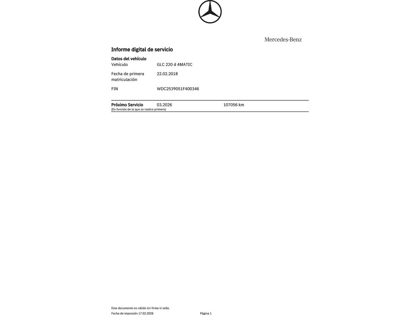 Foto del mantenimiento del Mercedes Clase GLC Mercedes-Benz GLC 220 d 4Matic (170 CV)