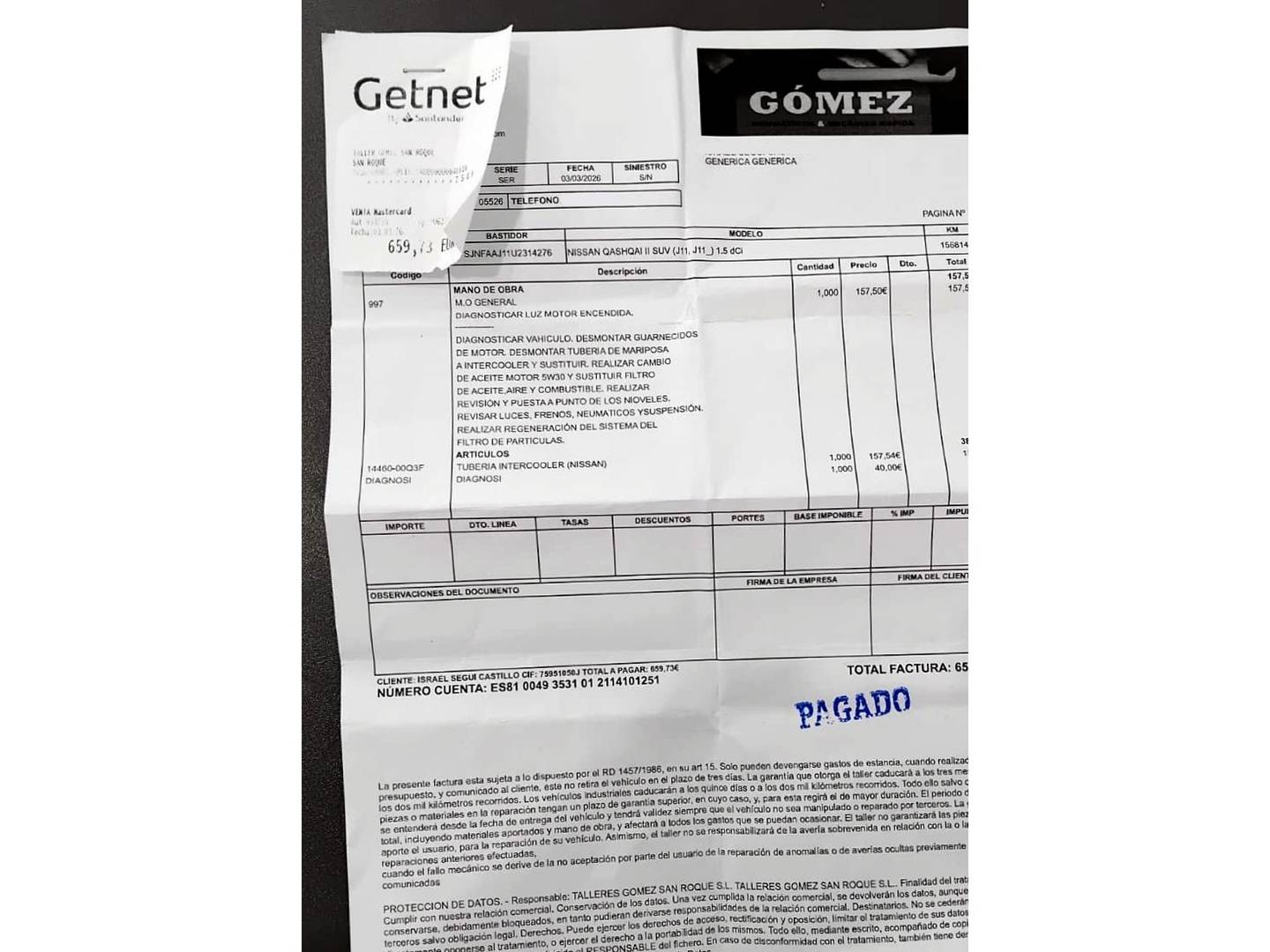 Foto del mantenimiento del Nissan QASHQAI Nissan Qashqai Qashqai dCi 110 N-Connecta 4x2 (110 CV)