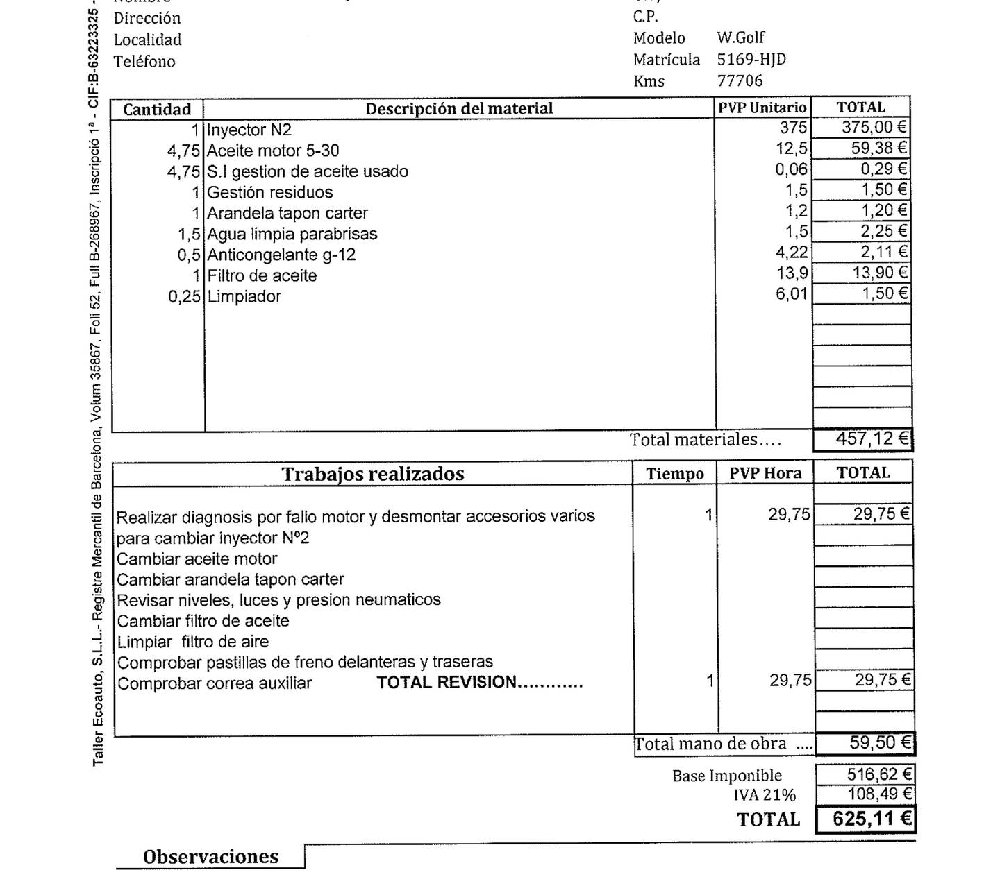 Foto del mantenimiento del Volkswagen Golf Volkswagen Golf Advance 1.6 TDI BMT (105 CV) DSG