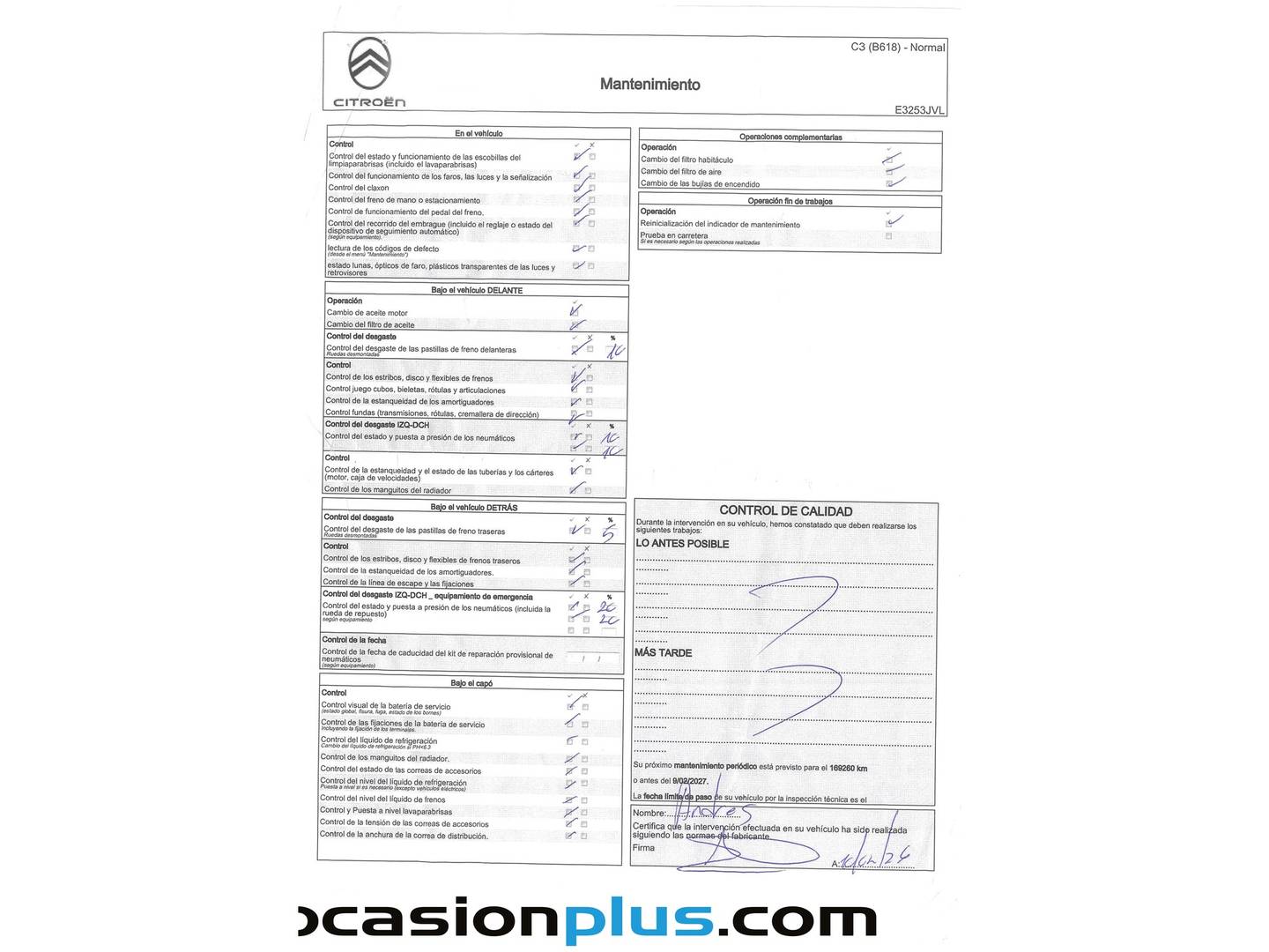Foto del mantenimiento del Citroën C3 Citroën C3 PureTech 110 S&S Shine (110 CV)