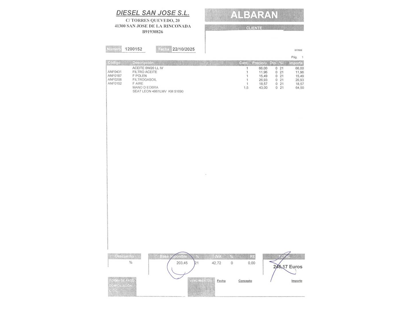Foto del mantenimiento del Seat León Seat León 2.0 TDI S&S Style Go (115 CV)