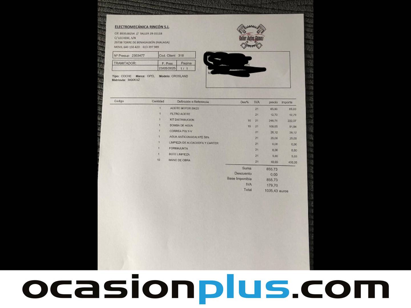 Foto del mantenimiento del Opel Crossland X Opel Crossland X 1.2 S&S Design Line (110 CV)