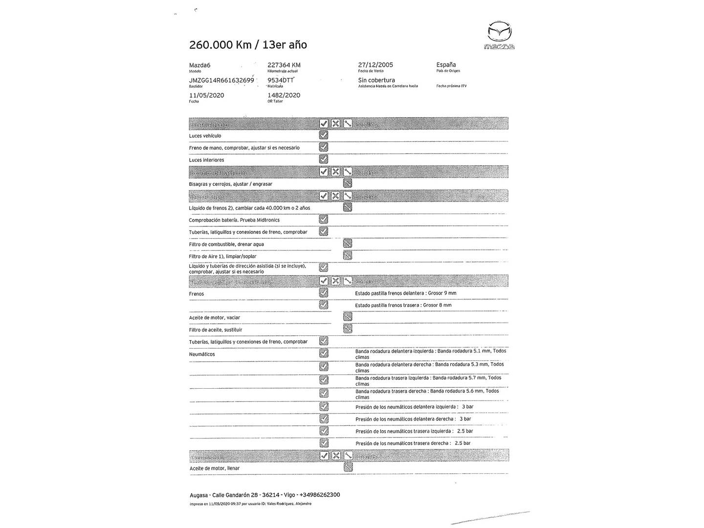 Foto del mantenimiento del Mazda Mazda6 Mazda Mazda 6 2.0 CRTD 16v Sportive (143 CV)