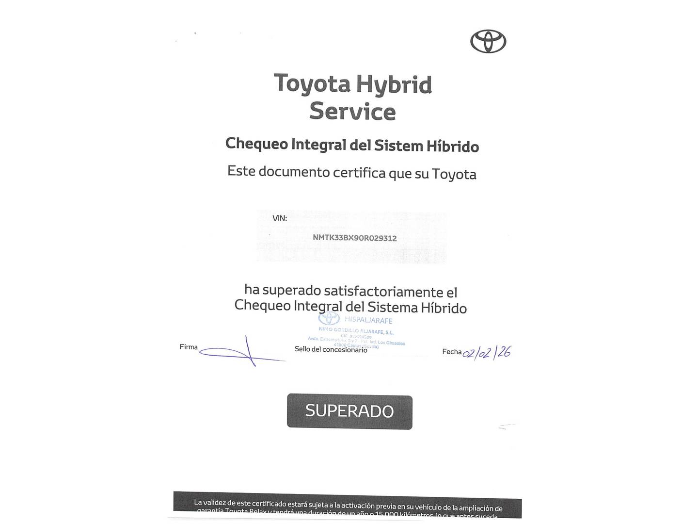 Foto del mantenimiento del Toyota C-HR Toyota C-HR 1.8 125H Advance (122 CV)