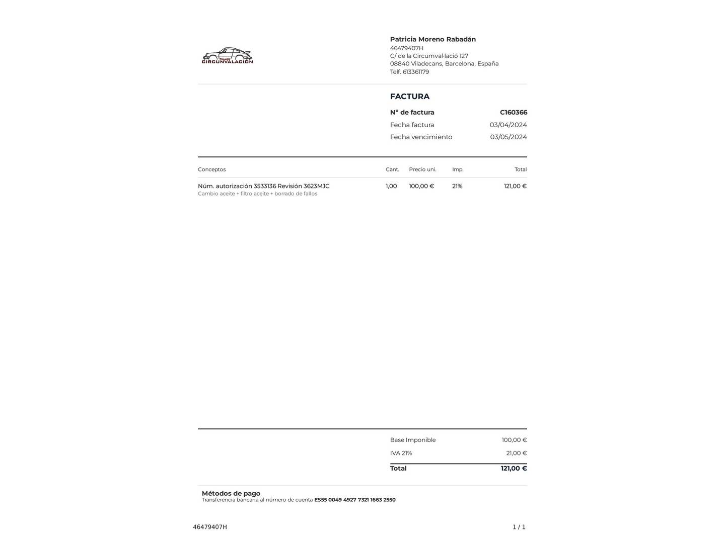Foto del mantenimiento del SWM G01 SWM G01 1.5T Luxury (131 CV)