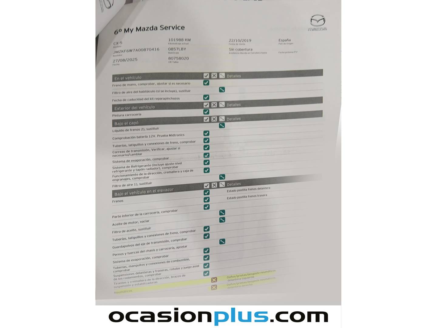 Foto del mantenimiento del Mazda CX-5 Mazda CX-5 2.0 G Signature 2WD AT (165 CV)