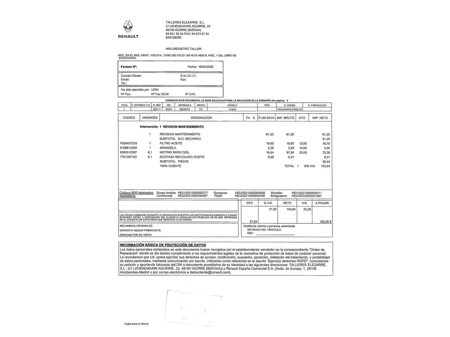 Foto del mantenimiento del Ford S-MAX Ford S-Max 2.0 TDCI Titanium (150 CV)