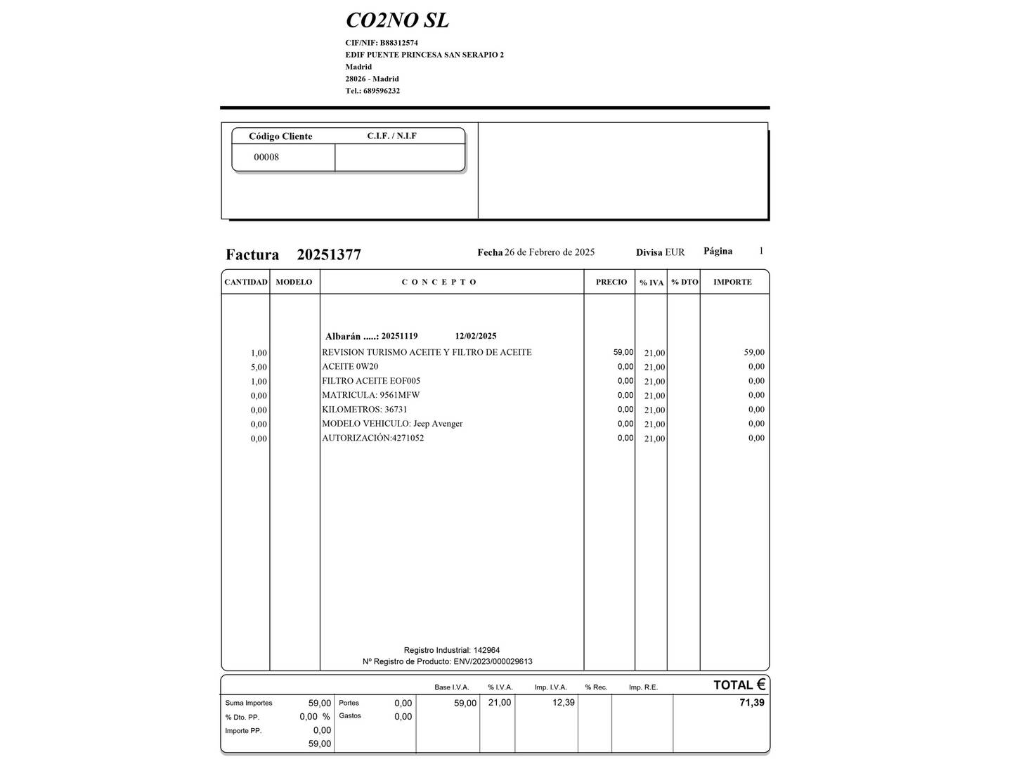 Foto del mantenimiento del Jeep Avenger Jeep Avenger 1.2 G Summit (100 CV)