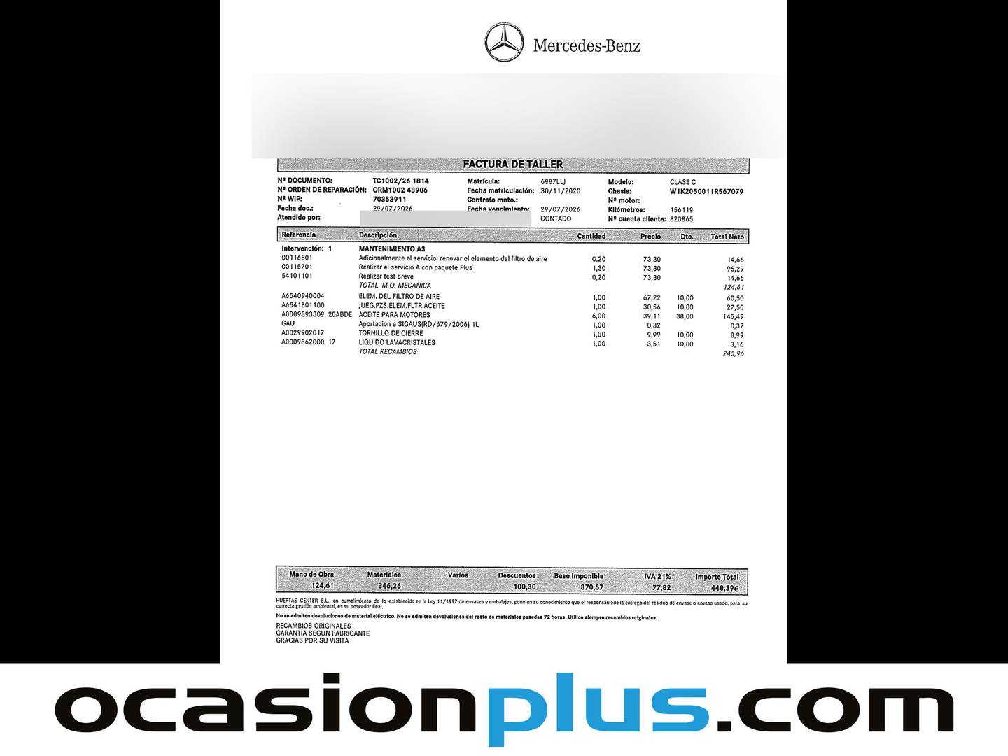 Foto del mantenimiento del Mercedes Clase C Mercedes Clase C 200 d (160 CV) Pack AMG