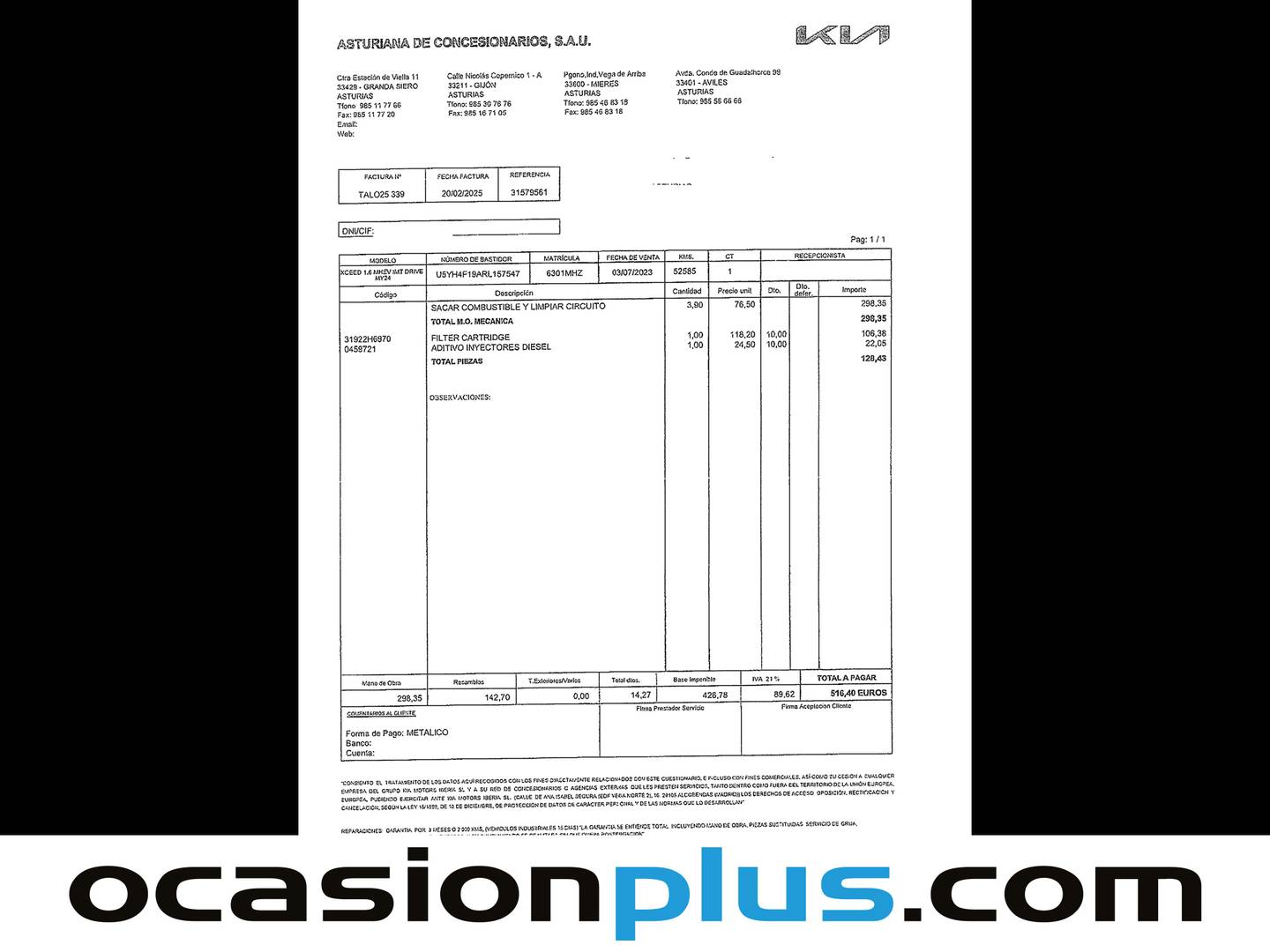 Foto del mantenimiento del KIA XCeed KIA XCeed 1.6 MHEV Drive iMT (136 CV)