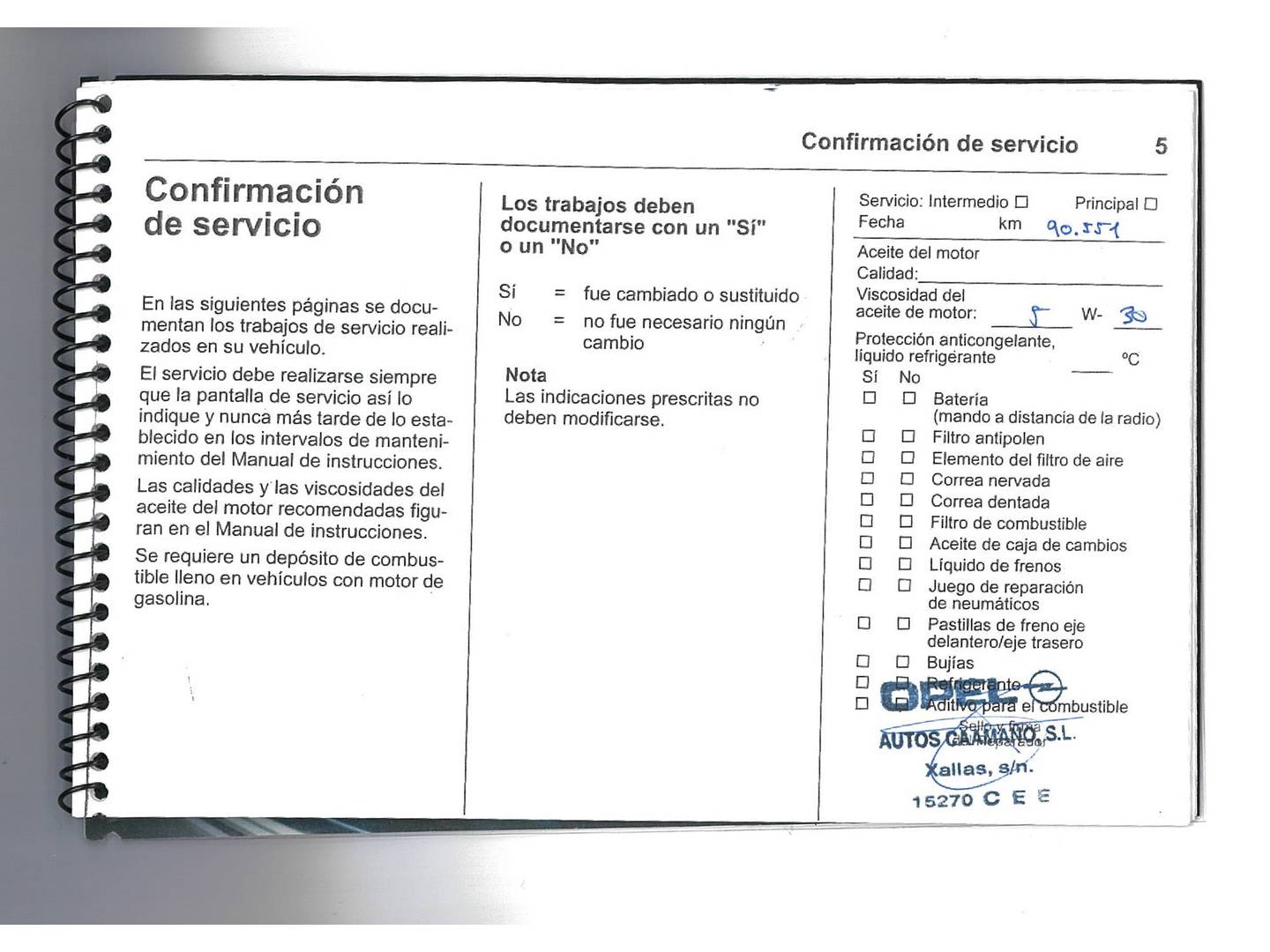Foto del mantenimiento del Opel Combo Opel Combo 1.5 TD Express H1 (102 CV)