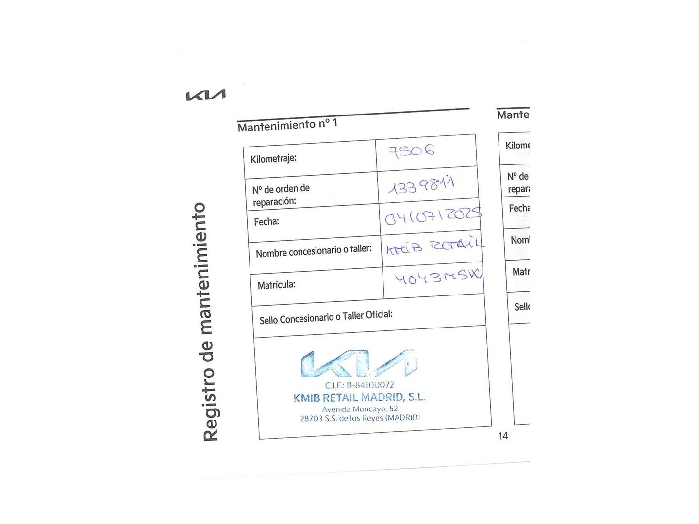 Foto del mantenimiento del KIA Stonic Kia Stonic 1.2 DPi Concept (79 CV)