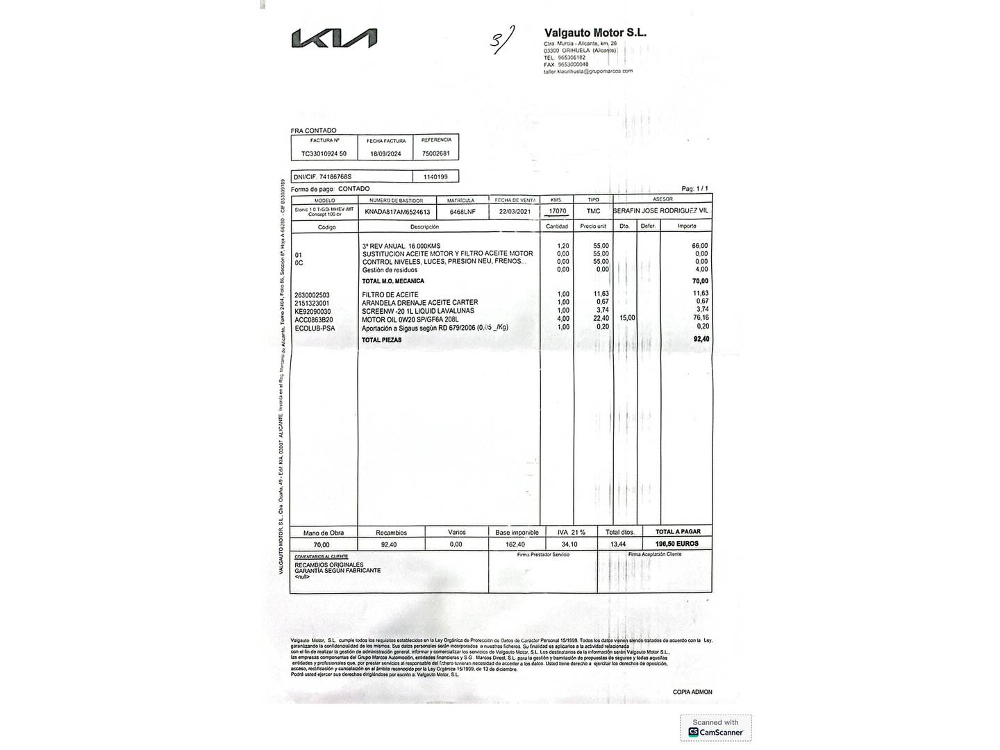 Foto del mantenimiento del KIA Stonic KIA Stonic 1.0 T-GDi MHEV iMT Concept (100 CV)