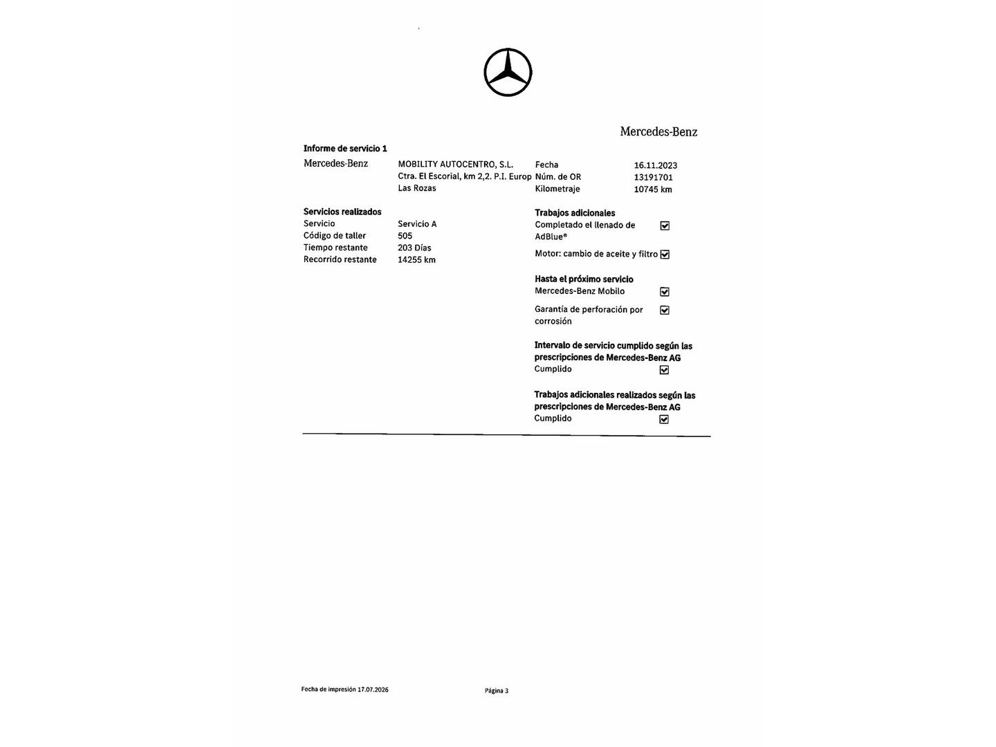 Foto del mantenimiento del Mercedes Clase C Mercedes Clase C 220 d (200 CV) Pack AMG