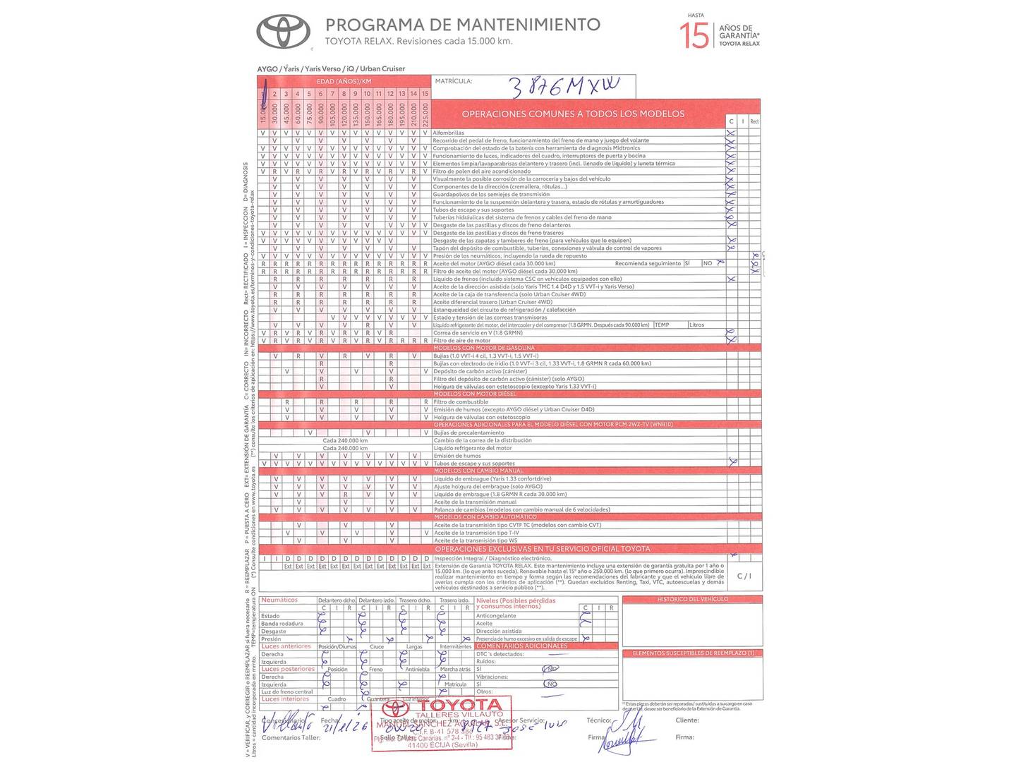 Foto del mantenimiento del Toyota Aygo X Cross Toyota Aygo X Cross 1.0 VVT-I Undercover CVT (72 CV)