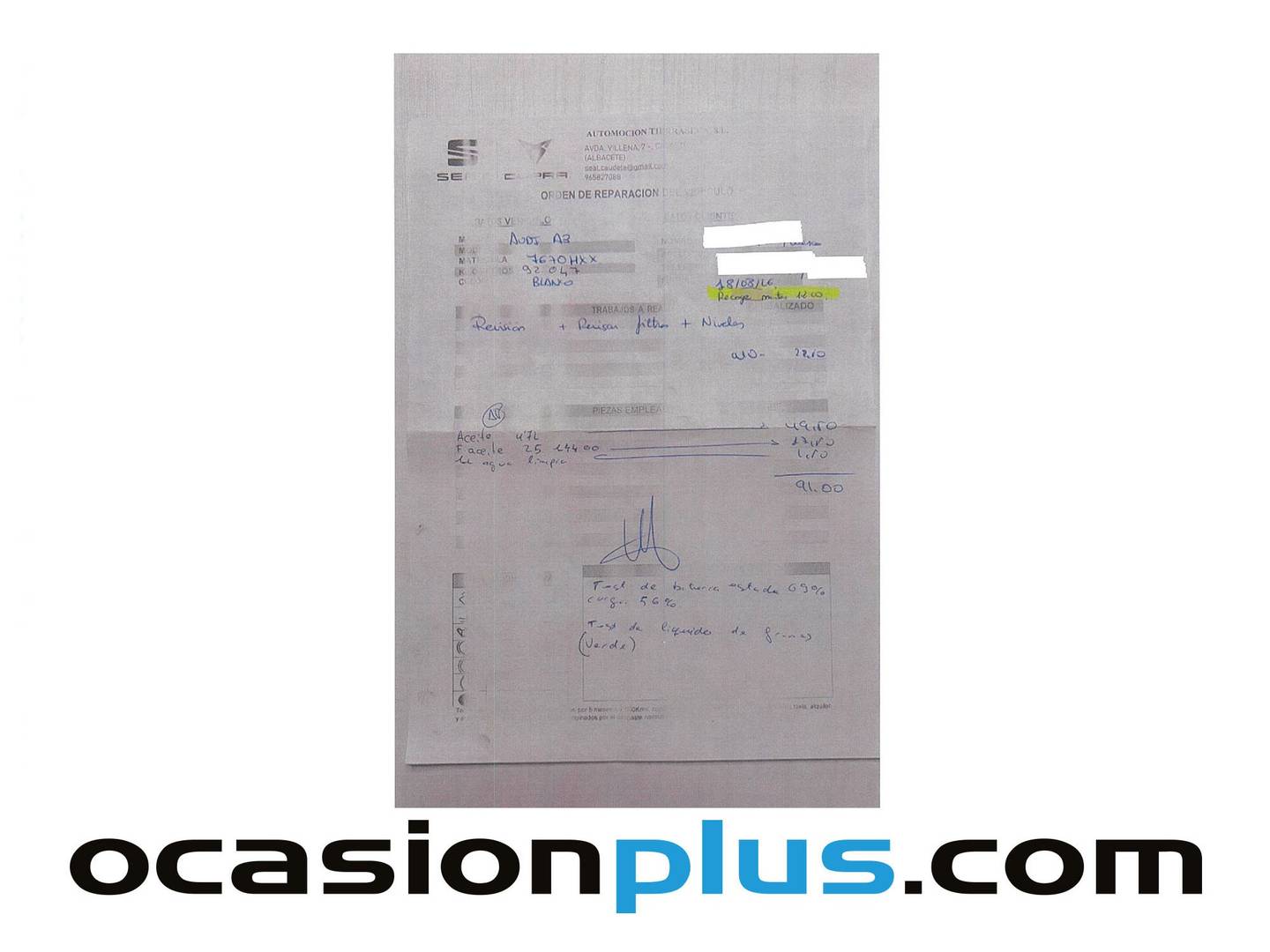 Foto del mantenimiento del Audi A3 Audi A3 Sportback Attracted 1.6 TDI (105 CV)