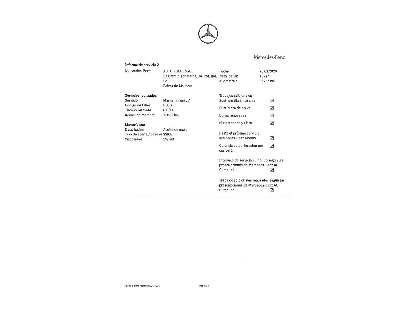 Foto del mantenimiento del Mercedes Clase C Mercedes Clase C 180 (156 CV)