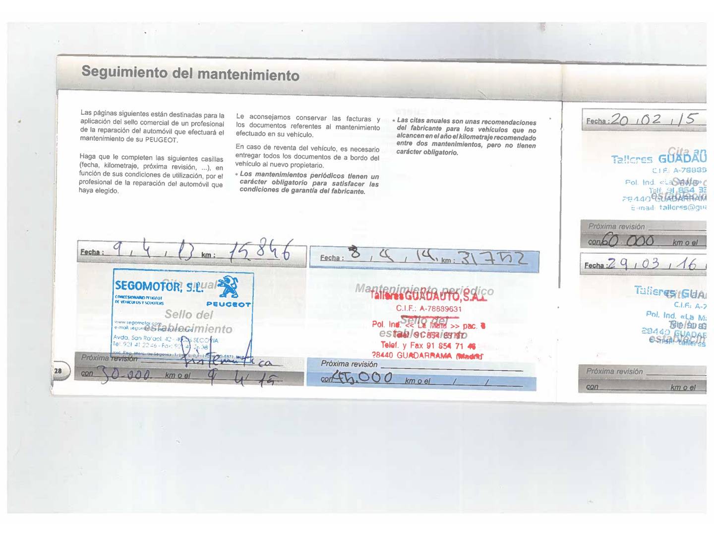 Foto del mantenimiento del Peugeot 308 Peugeot 308 SW SW 1.6 HDI FAP Active (92 CV)