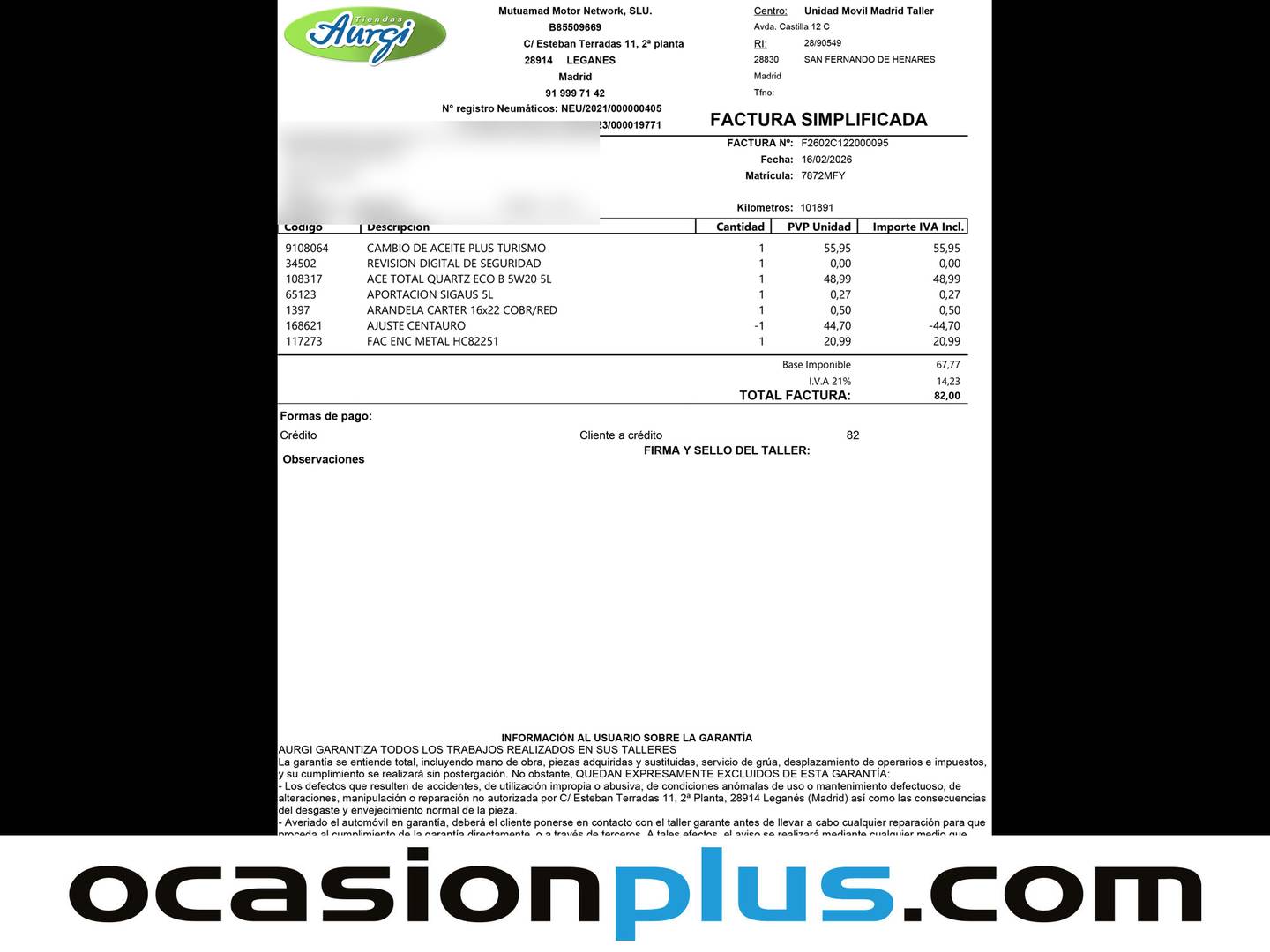 Foto del mantenimiento del Ford EcoSport Ford EcoSport 1.0T EcoBoost S&S ST Line (125 CV)