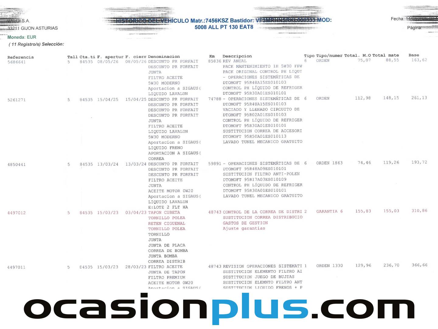 Foto del mantenimiento del Peugeot 5008 Peugeot 5008 PureTech 130 S&S Allure (130 CV) EAT8 7 PLAZAS