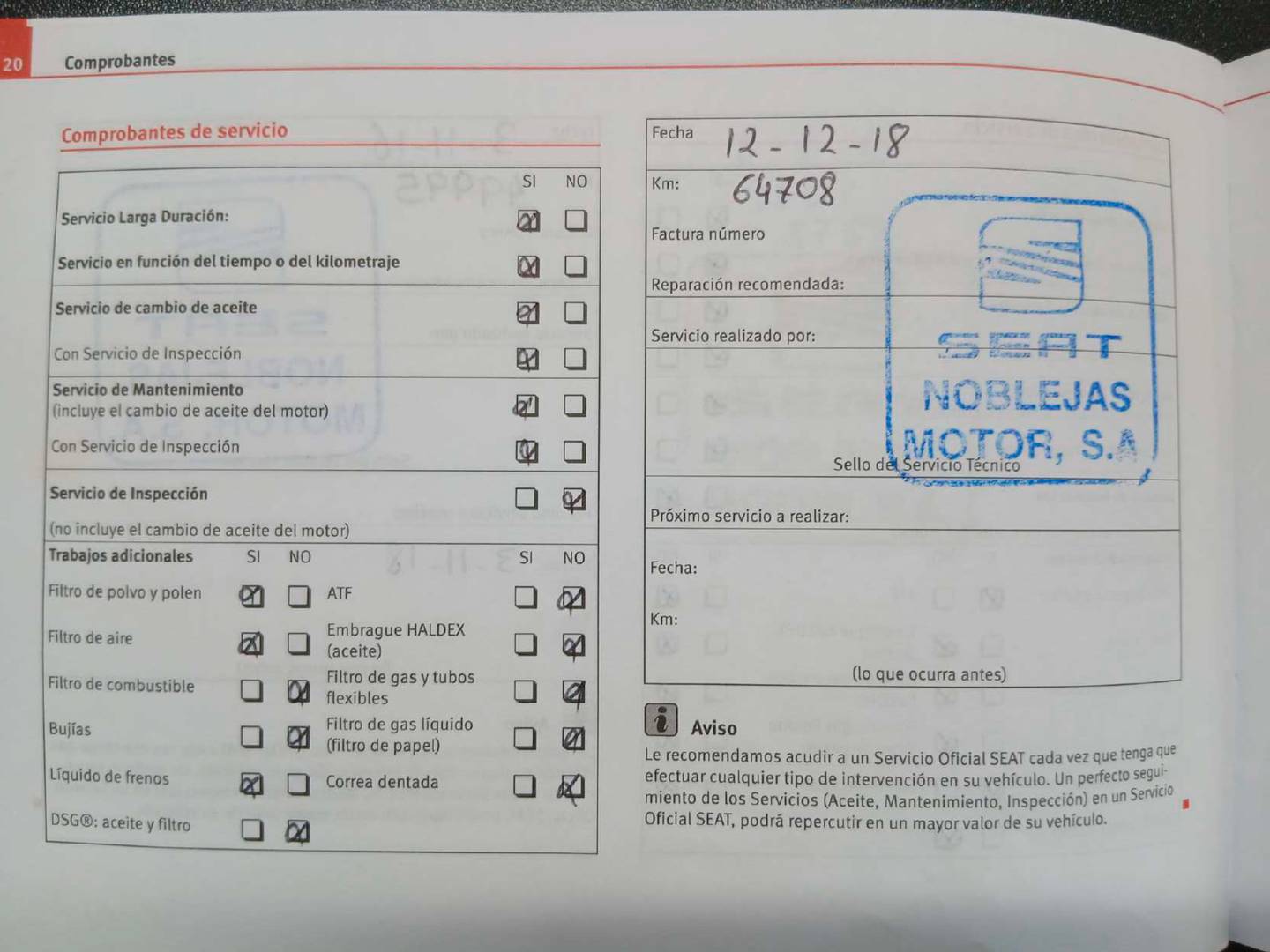 Foto del mantenimiento del Seat León Seat León 1.6 TDI Reference Copa (105 CV)