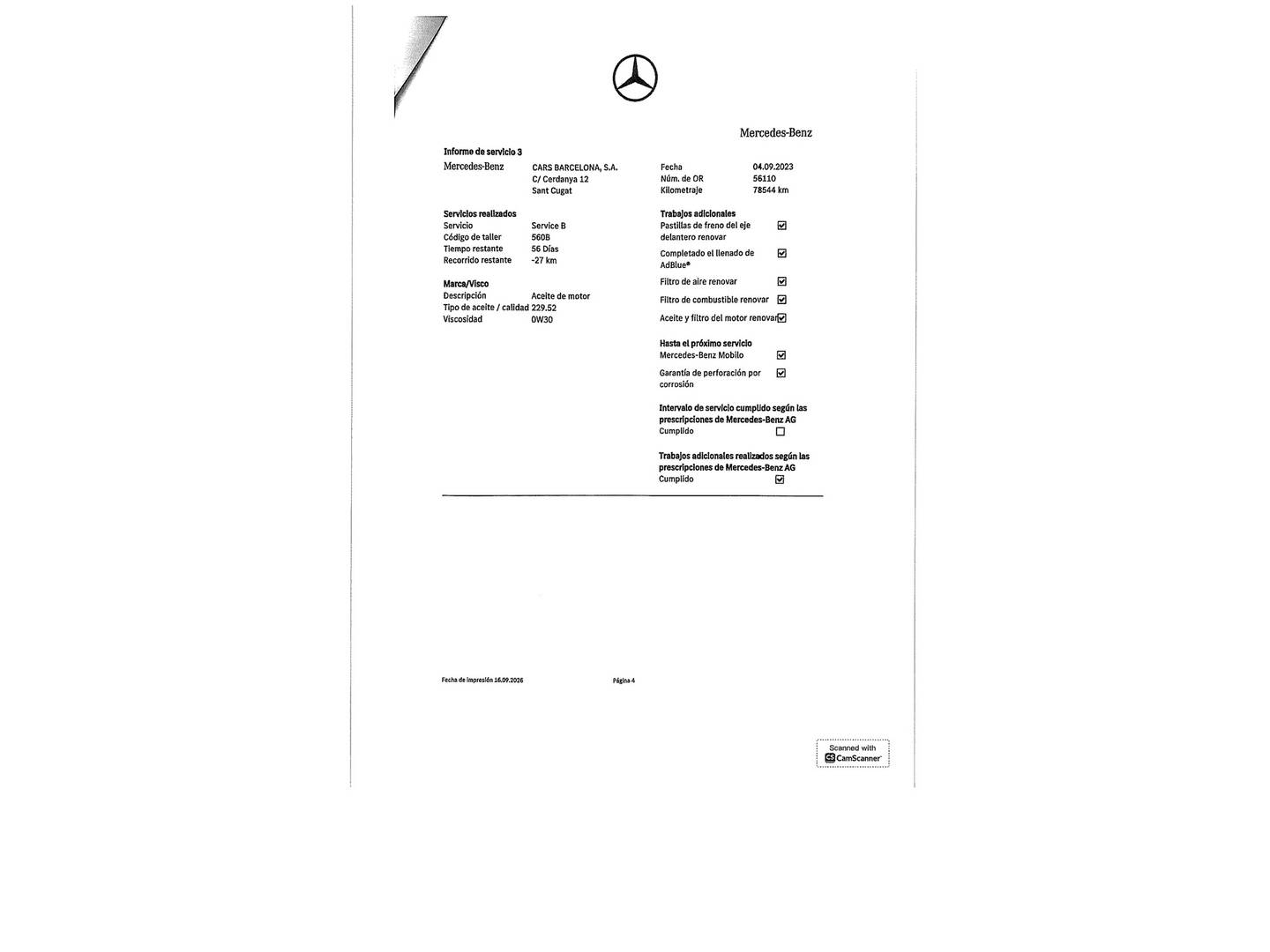 Foto del mantenimiento del Mercedes Clase A Mercedes Clase A 180 d (116 CV) Pack AMG