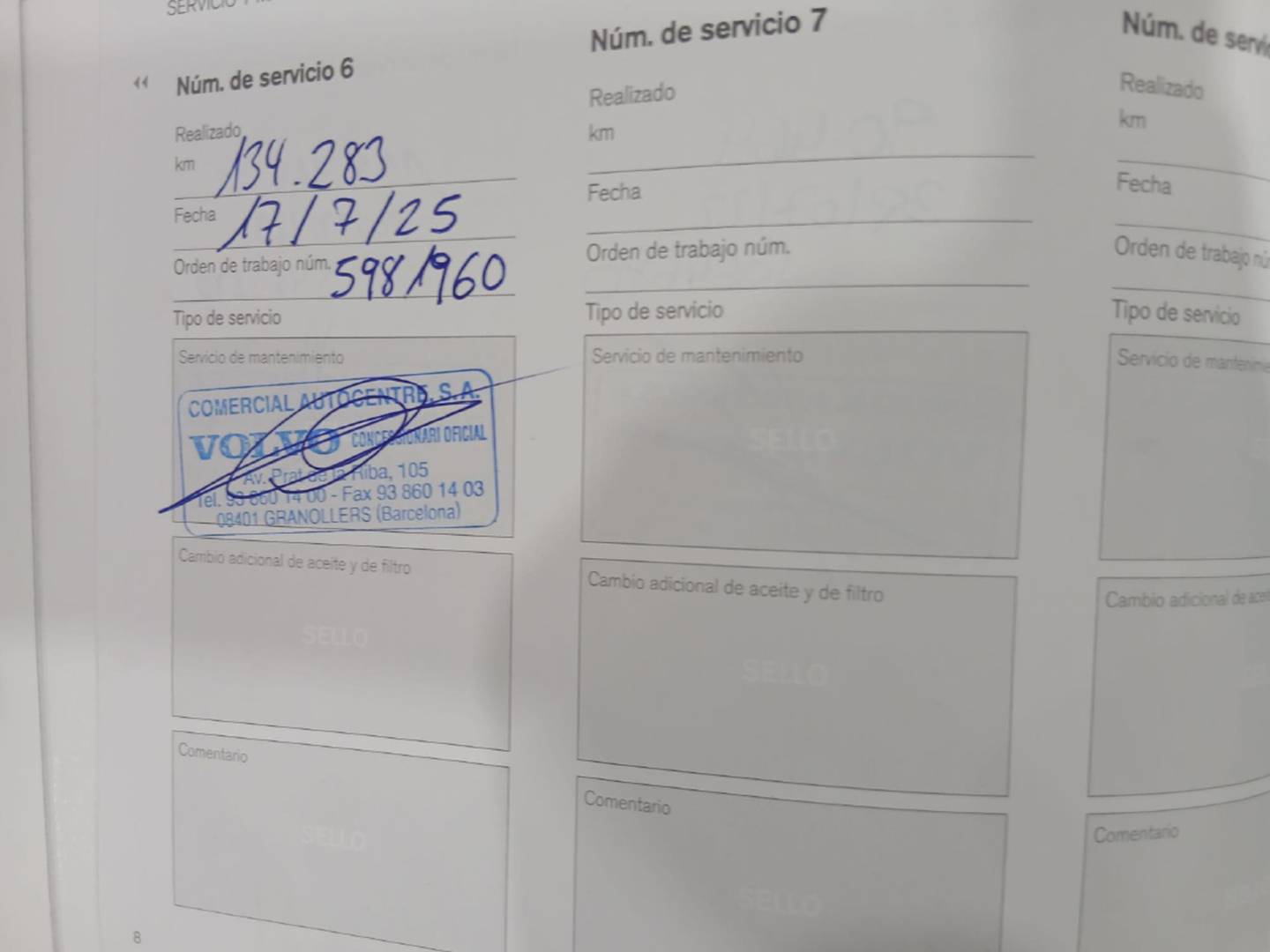 Foto del mantenimiento del Volvo XC60 Volvo XC60 D3 Kinetic (150 CV)