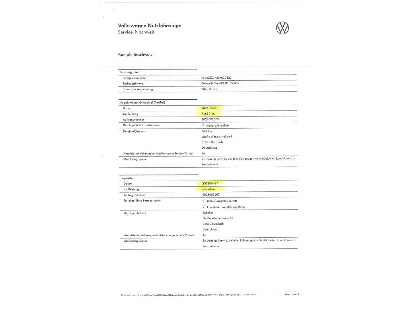 Foto del mantenimiento del Volkswagen Caravelle Volkswagen Caravelle Origin Batalla Corta 2.0 TDI BMT (110 CV) 9 Plazas