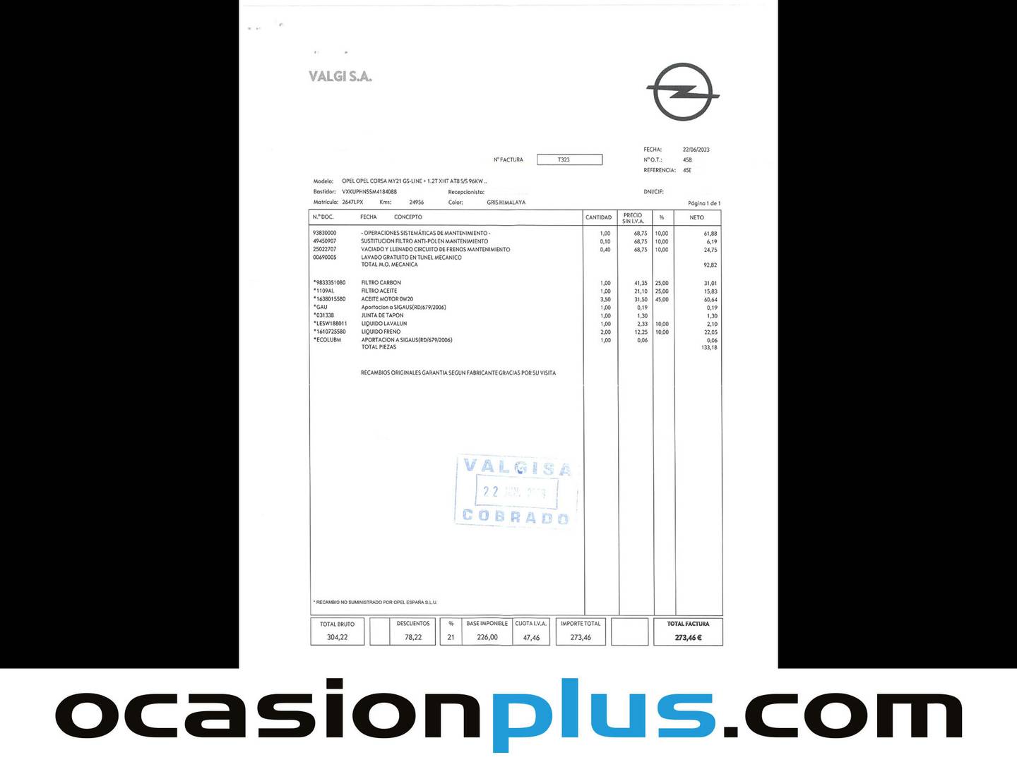 Foto del mantenimiento del Opel Corsa Opel Corsa 1.2 Turbo XHL GS-Line + Auto (130 CV)