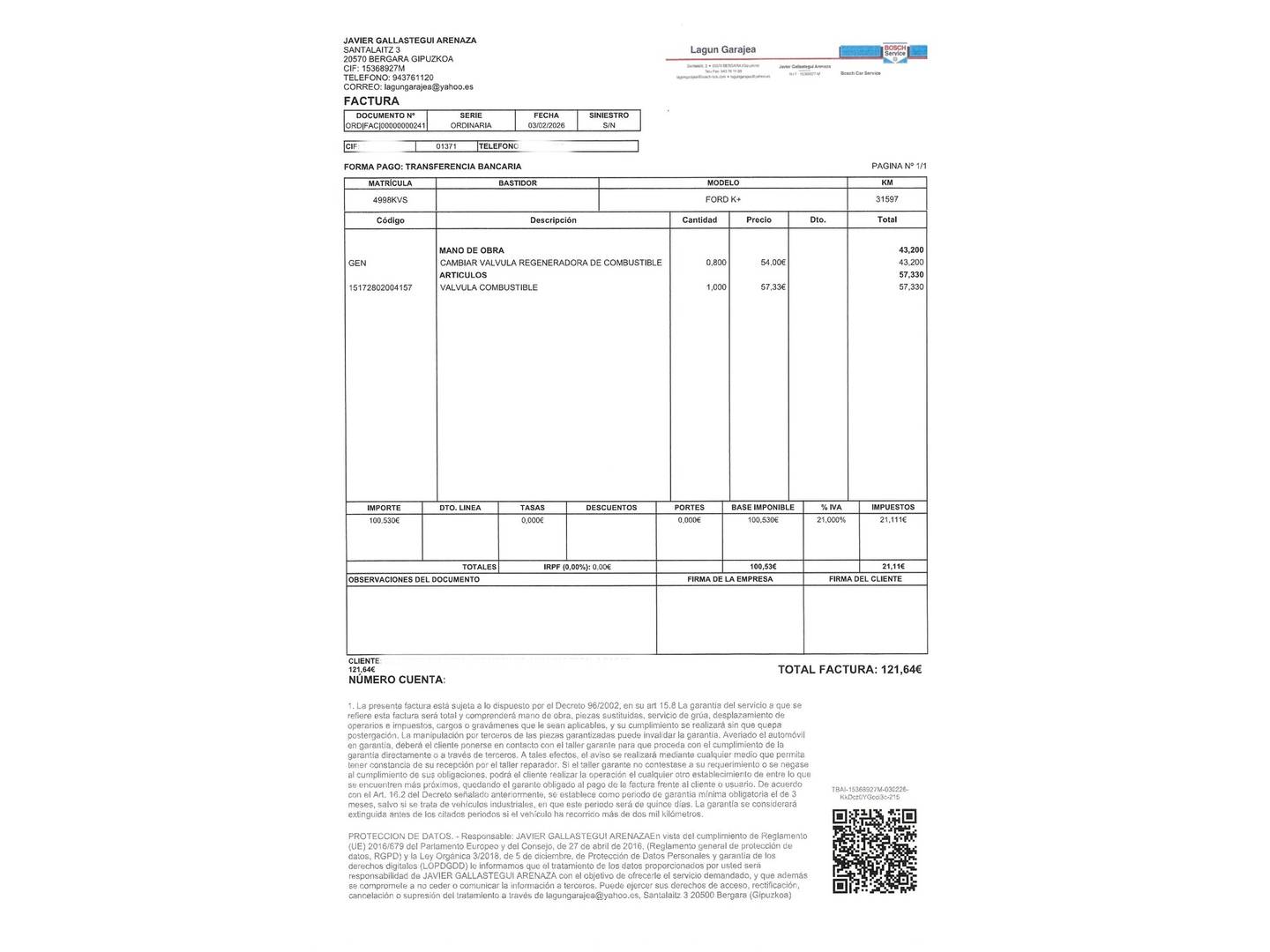 Foto del mantenimiento del Ford Ka+ Ford Ka+ 1.2 Ti-VCT Active (85 CV)