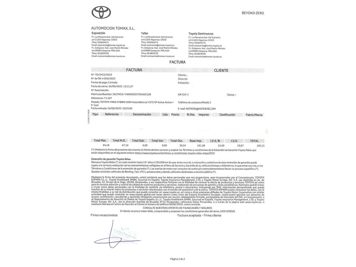 Foto del mantenimiento del Toyota Yaris Toyota Yaris 1.5 Hybrid Active (100 CV)