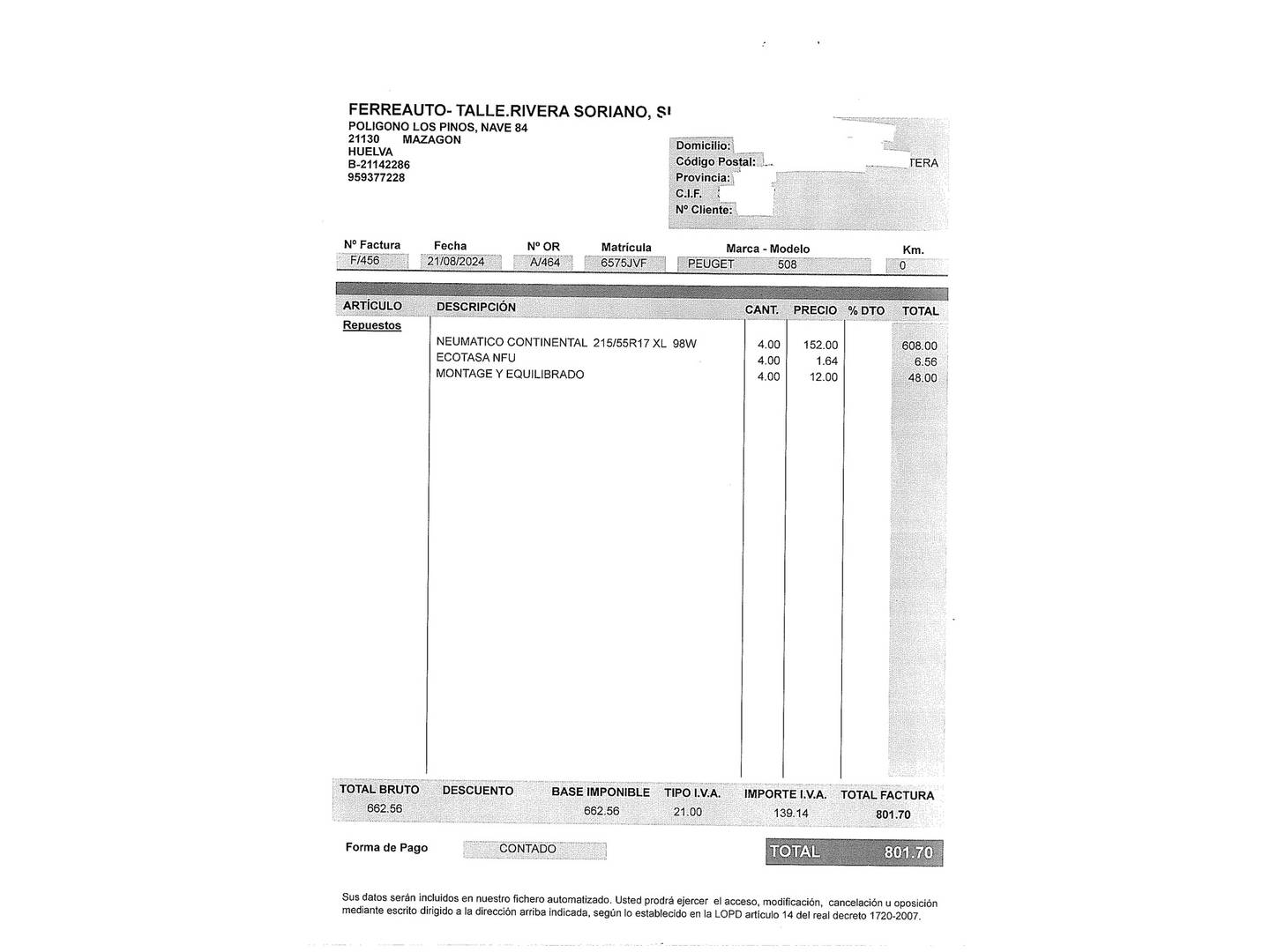 Foto del mantenimiento del Peugeot 508 Peugeot 508 Peugeot 508 2.0 HDI Active (150 CV)