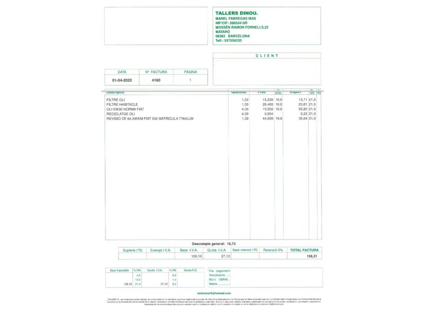 Foto del mantenimiento del Fiat 500C Fiat 500C 1.0 6v GSE Lounge (70 CV)