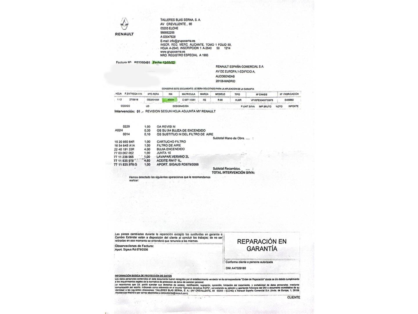 Foto del mantenimiento del Renault Kadjar Renault Kadjar S-Edition Energy TCe (130 CV)