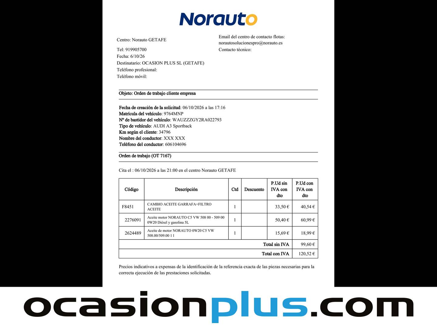 Foto del mantenimiento del Audi A3 Audi A3 Sportback Black line 30 TDI (116 CV) S tronic Pack S Line