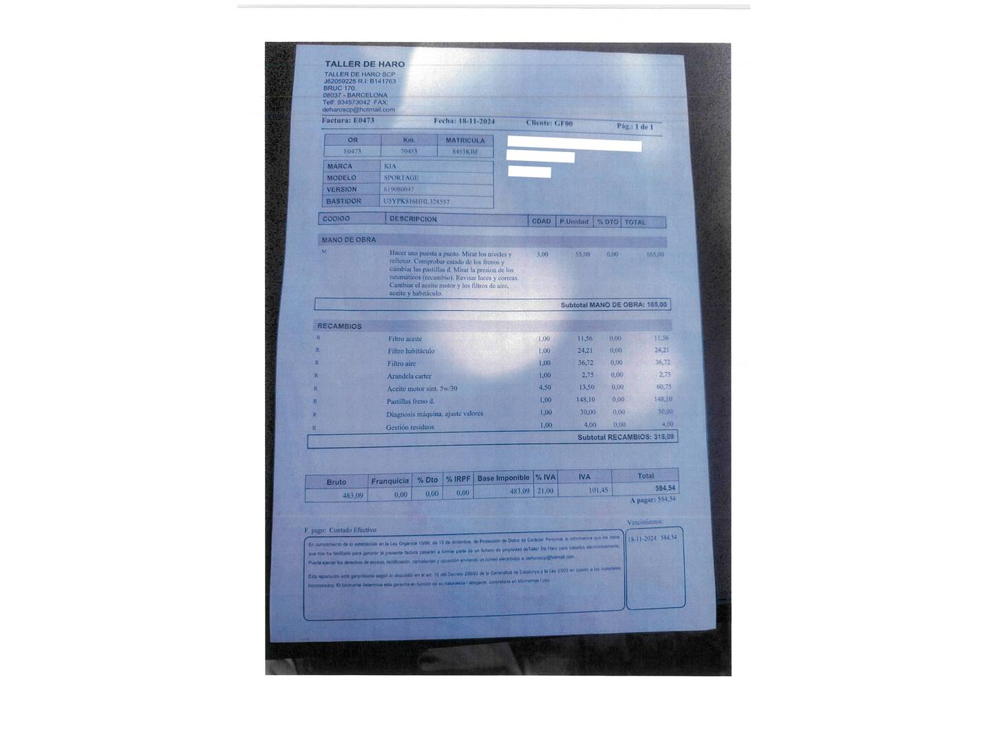 Foto del mantenimiento del KIA Sportage KIA Sportage 1.6 T-GDi GT Line DCT 4x4 (177 CV)