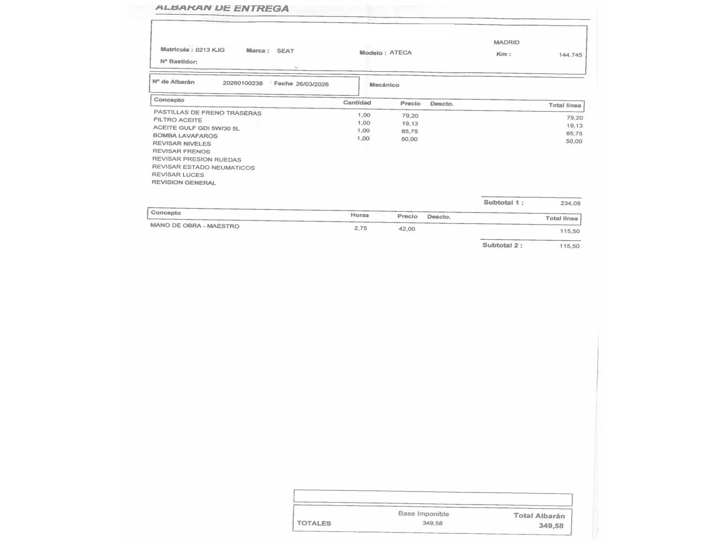 Foto del mantenimiento del Seat Ateca Seat Ateca 1.4 EcoTSI S&S FR DSG  (150 CV)