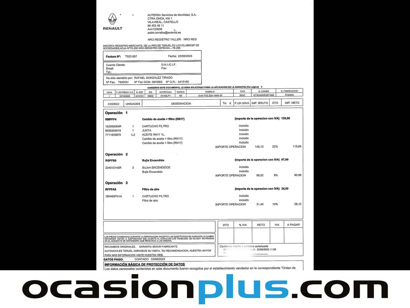 Foto del mantenimiento del Renault Clio Renault Clio Zen TCe (100 CV) GPF