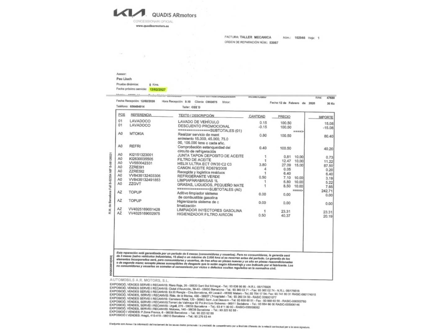 Foto del mantenimiento del KIA Ceed Tourer Kia Ceed Tourer 1.6 GDi PHEV eTech (141 CV)