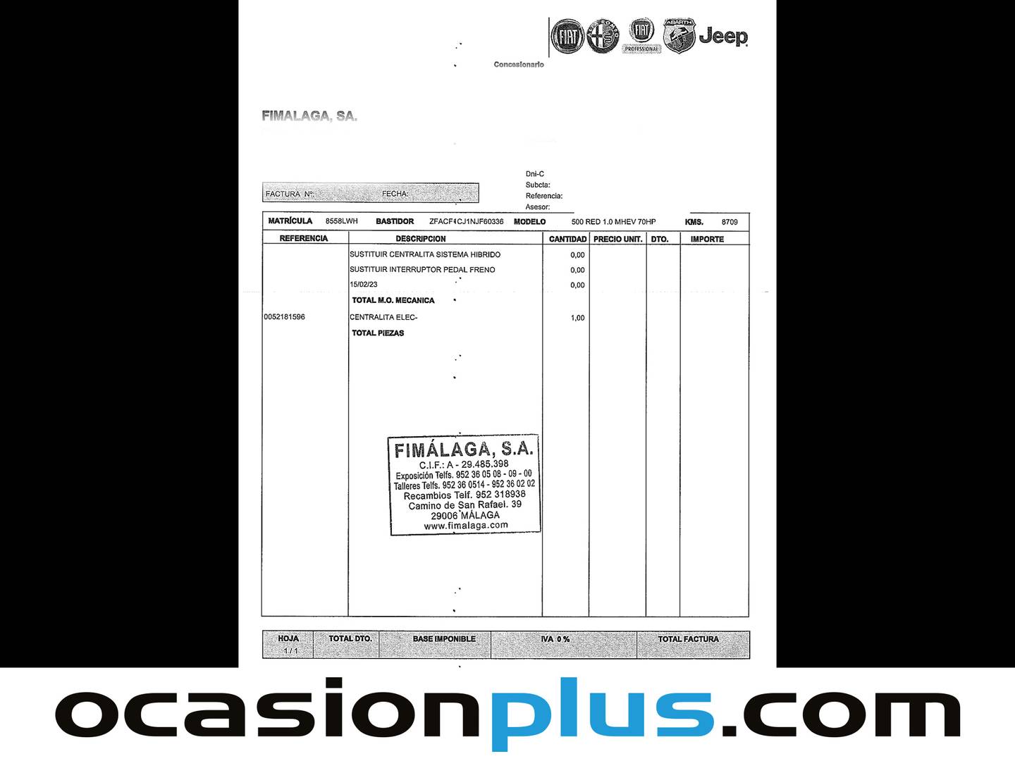 Foto del mantenimiento del Fiat 500 Fiat 500 Red 1.0 Hybrid (70 CV)