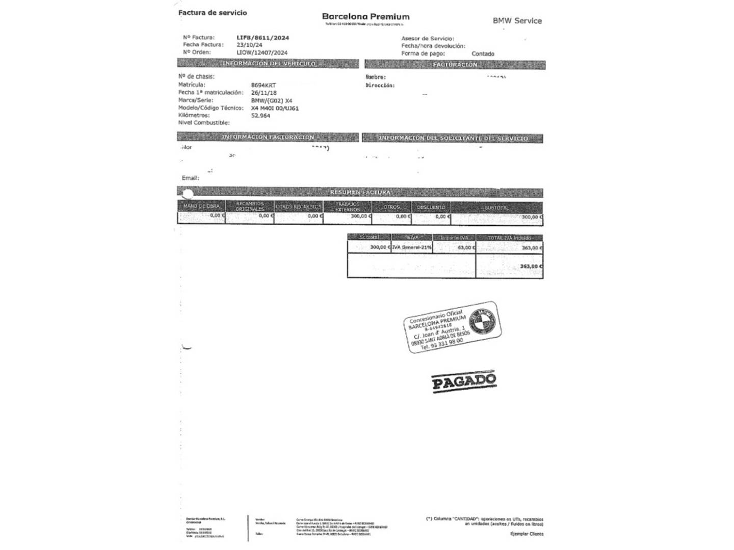 Foto del mantenimiento del BMW X4 BMW X4 M40i (354 CV)