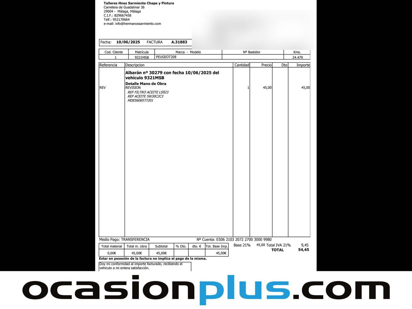 Foto del mantenimiento del Peugeot 208 Peugeot 208 PureTech 100 Active (100 CV)
