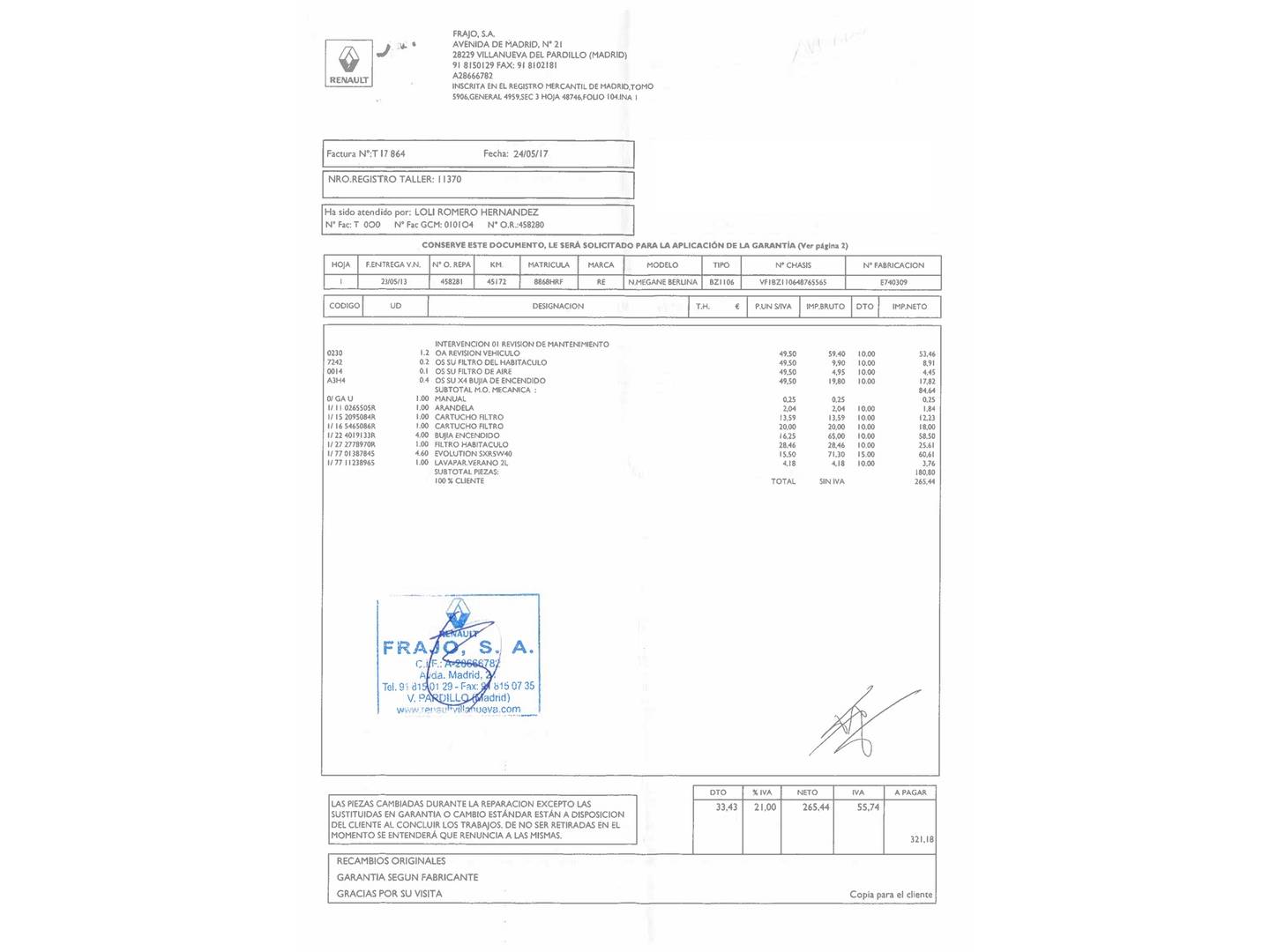Foto del mantenimiento del Renault Mégane Renault Megane Expression Energy TCE (115 CV) S&S