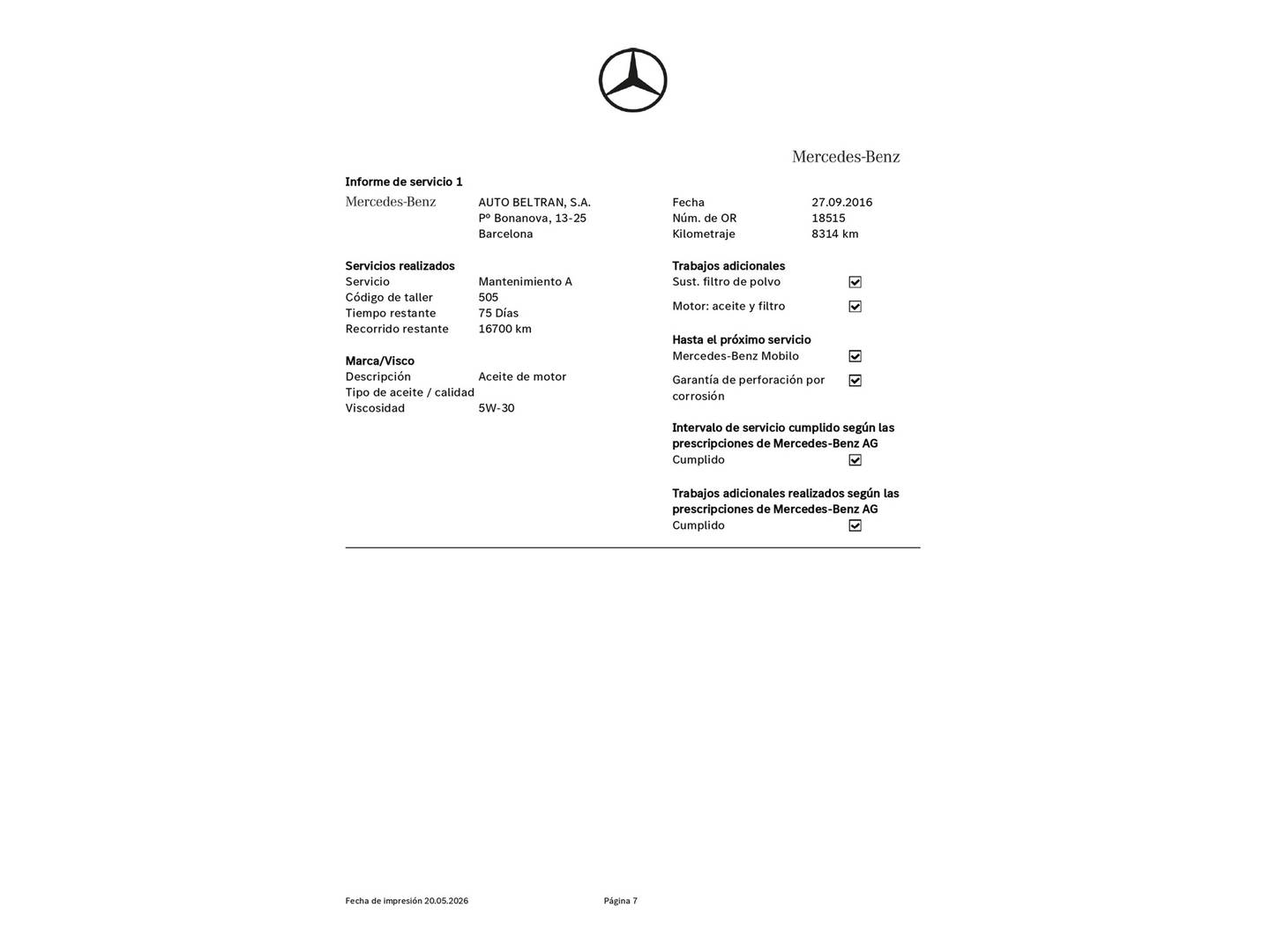 Foto del mantenimiento del Mercedes Clase C Mercedes Clase C 250 d 4MATIC AMG Line (204 CV)
