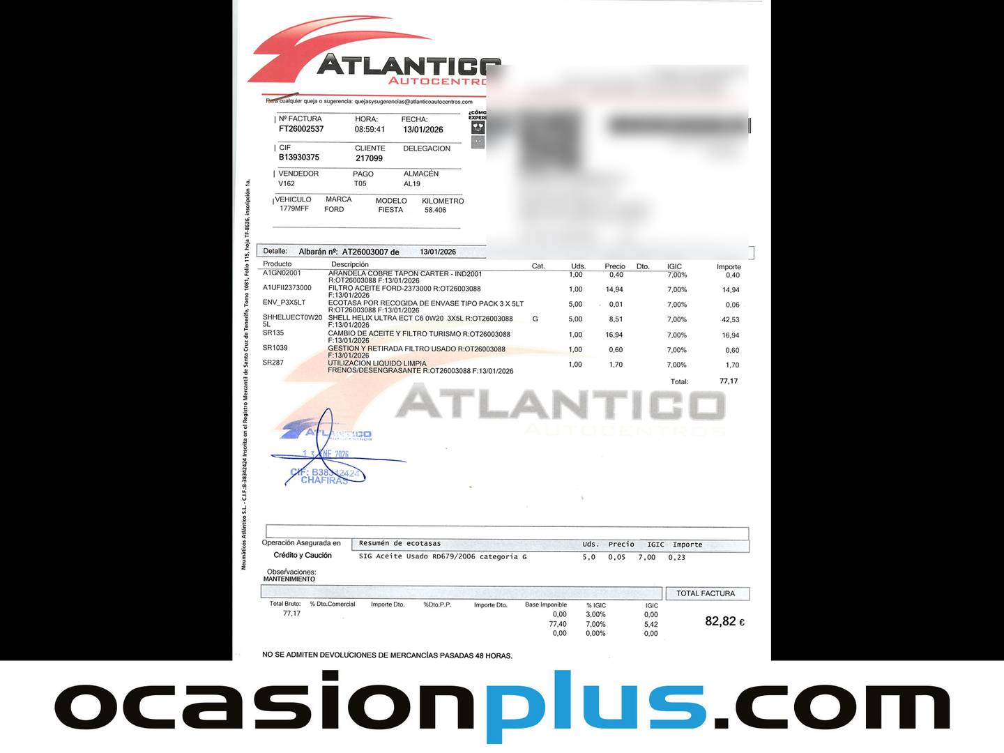 Foto del mantenimiento del Ford Fiesta Ford Fiesta 1.0 EcoBoost MHEV ST-Line (125 CV)