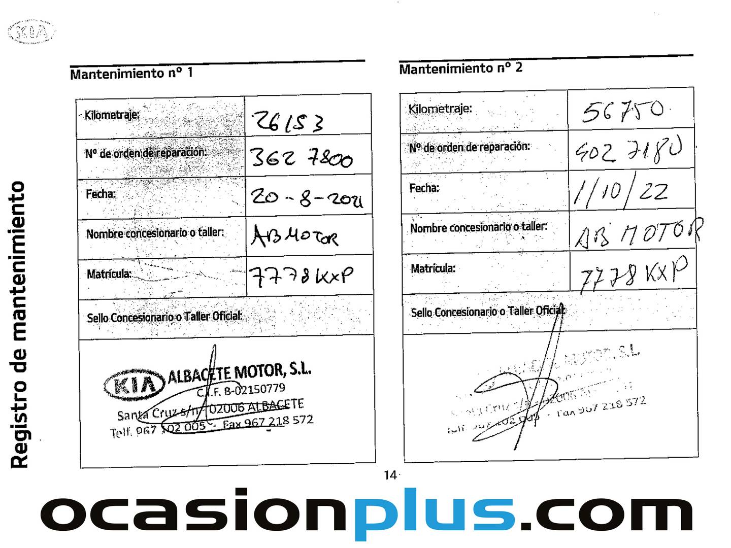 Foto del mantenimiento del KIA Sportage KIA Sportage 1.6 CRDi GT Line Essential 4x2 DCT (136 CV)