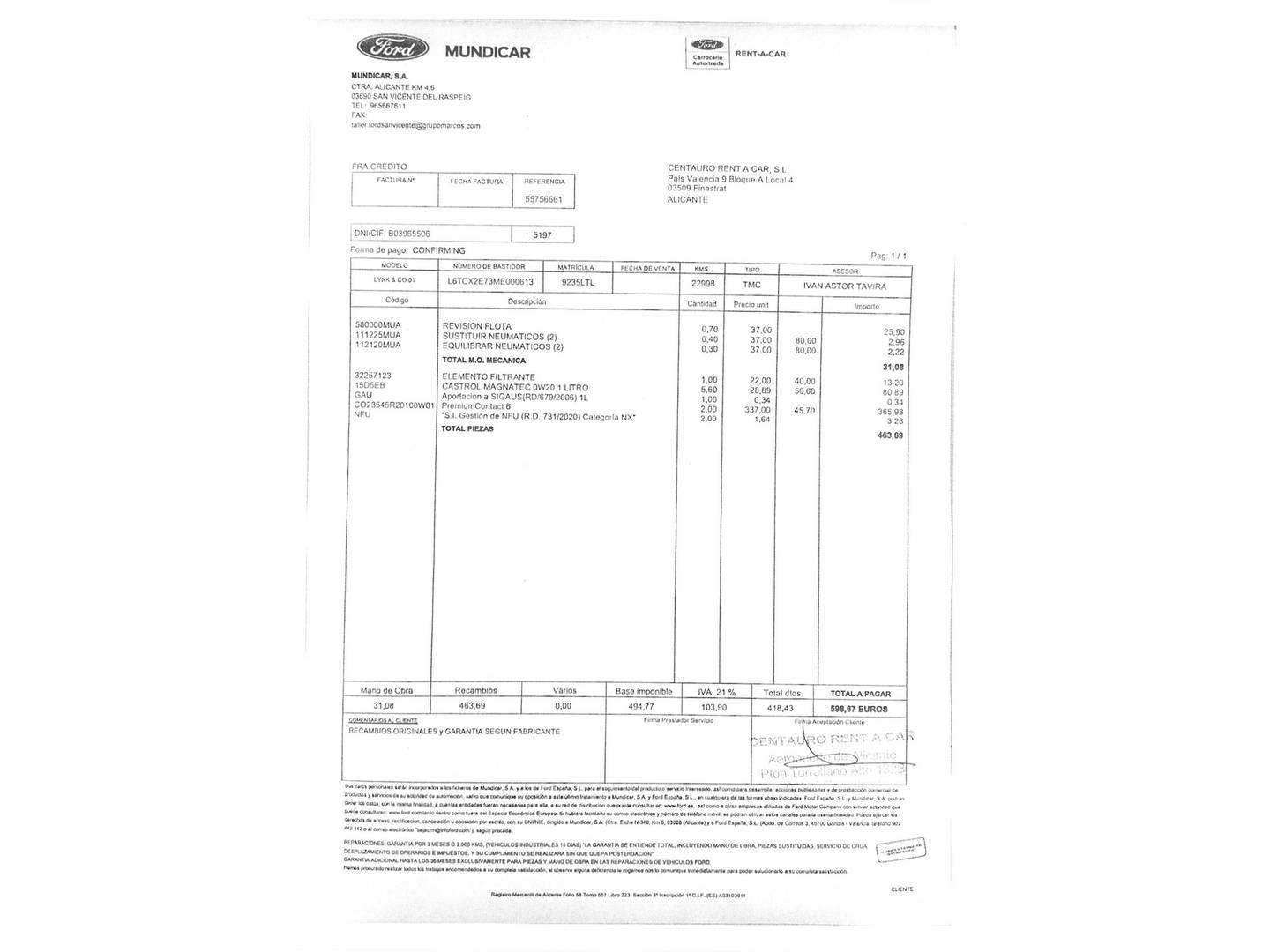 Foto del mantenimiento del Lynk & Co 01 Lynk & Co 01 1.5 PHEV (261 CV)