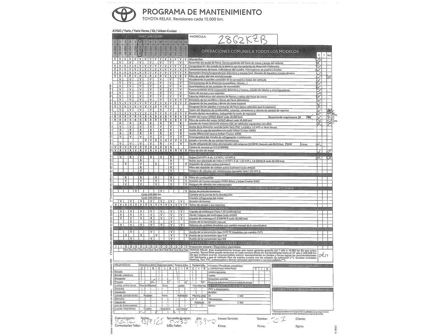 Foto del mantenimiento del Toyota Yaris Toyota Yaris 1.5 Active (111 CV)