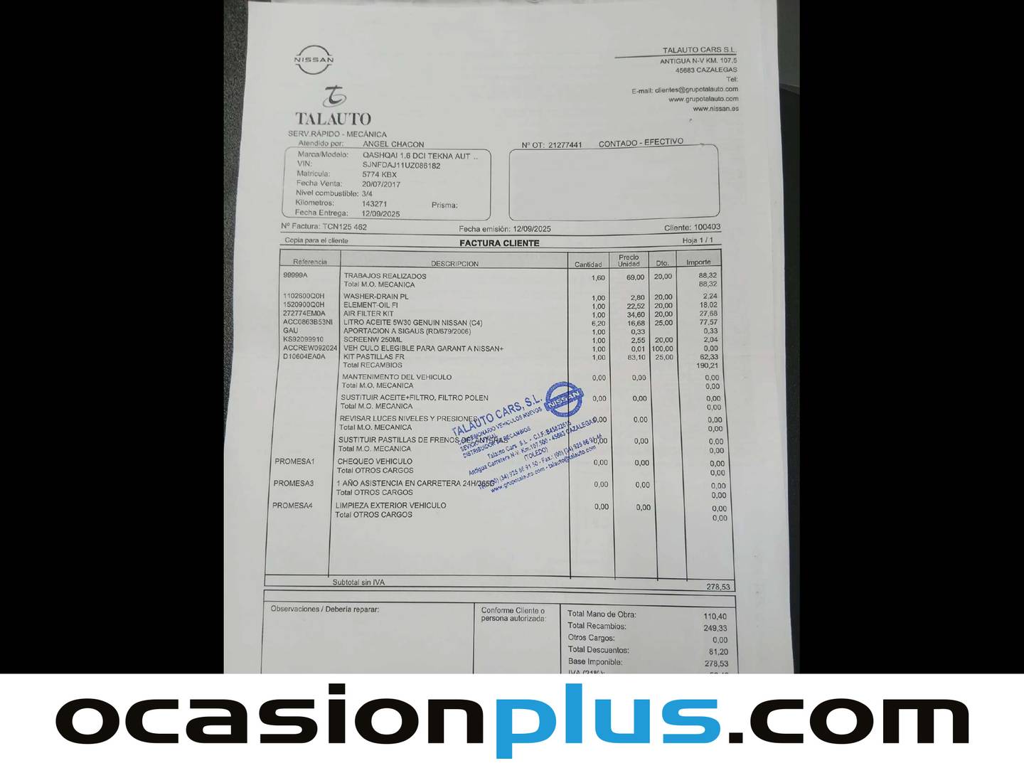 Foto del mantenimiento del Nissan QASHQAI Nissan Qashqai dCi 130 Tekna+ XTronic (130 CV)